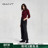 女士加厚加绒保暖水洗黑色复古阔腿牛仔裤 GANT 甘特25秋冬新款