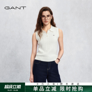 休闲绞花翻领短袖 针织Polo衫 女装 甘特26春夏新款 绞绞者 GANT