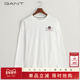 纯色圆领长袖 T恤男 甘特春季 休闲刺绣柔软内搭经典 100%棉 GANT