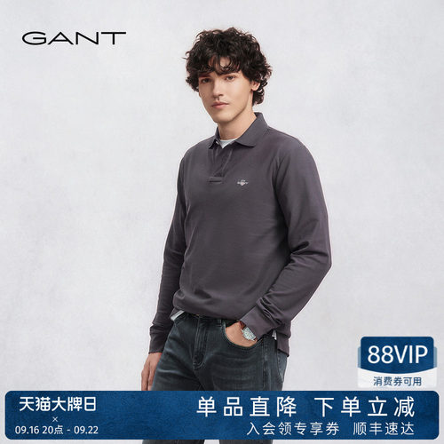 GANT/甘特秋冬男士翻领长袖T恤衫