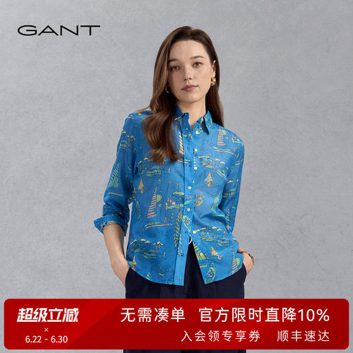 GANT/甘特女士薄款印花长袖衬衫