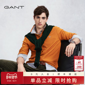 甘特2025秋冬新款 男装 棉质POLO领长袖 GANT T恤衫 纯色翻领内搭上衣