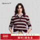 GANT 纯绵羊毛衣翻领撞色横条纹休闲针织衫 甘特2025秋冬新款 女装