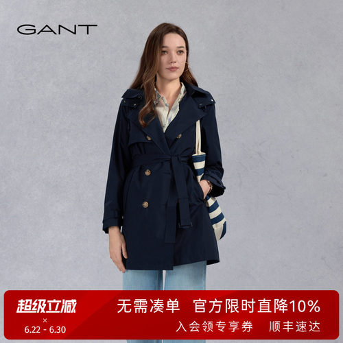 GANT/甘特女士双排扣中长款风衣