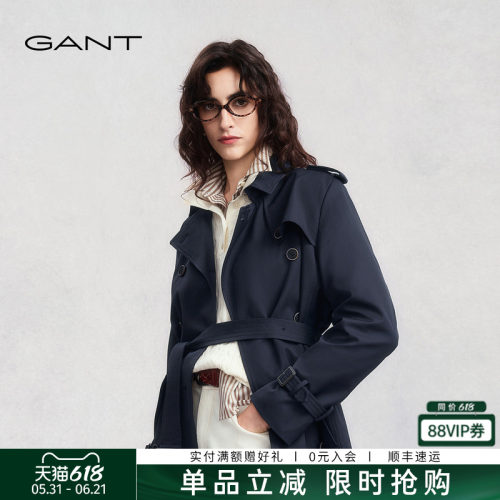 GANT/甘特女士双排扣中长款风衣