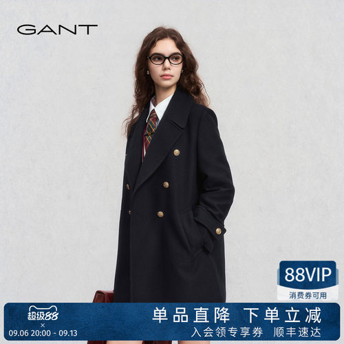 GANT/甘特女士学院风羊毛呢大衣