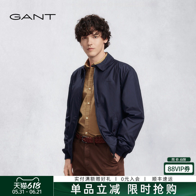 GANT/甘特秋冬季男士外套纯色翻领休闲美式复古百搭时尚通勤夹克