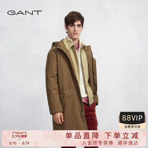 GANT/甘特男士中长款棉服外套