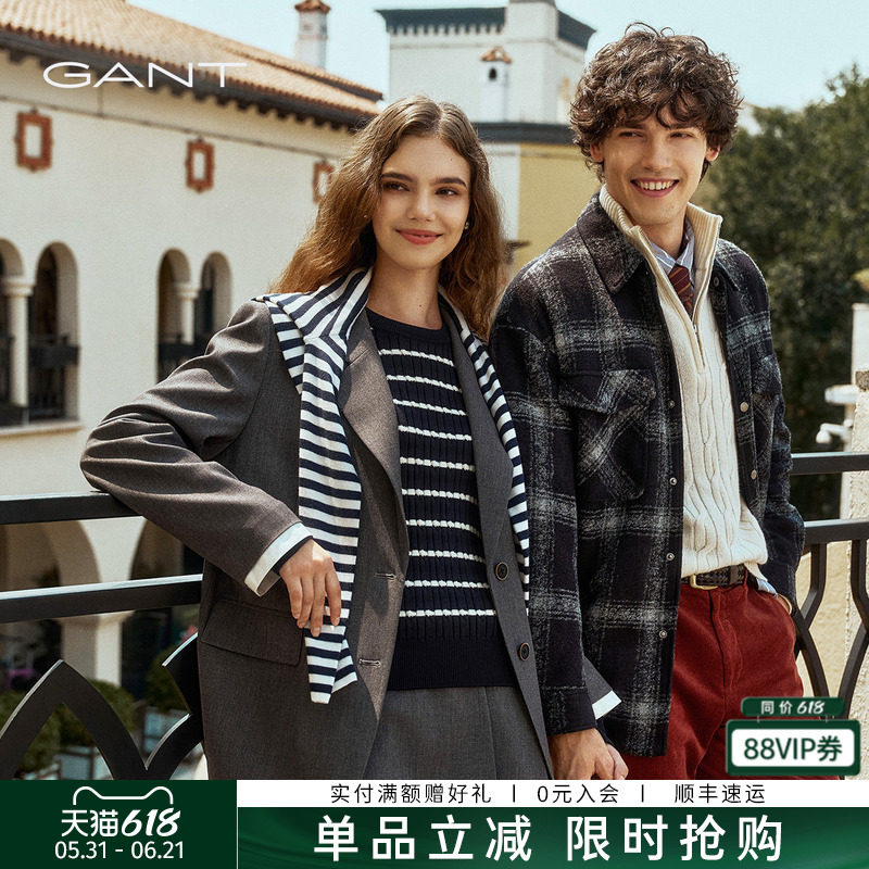 GANT/甘特秋冬季新款女士休闲学院风西服外套高级感灰色宽松上衣