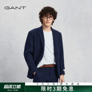 GANT 男士 单西服亚麻棉混纺平驳领两粒扣休闲西装 上衣 甘特26春季