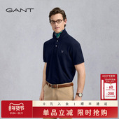 100%棉 休闲时尚 GANT 甘特夏季 男士 刺绣logo翻领短袖 T恤POLO衫