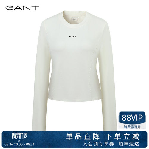 GANT/甘特女士圆领显瘦长袖T恤