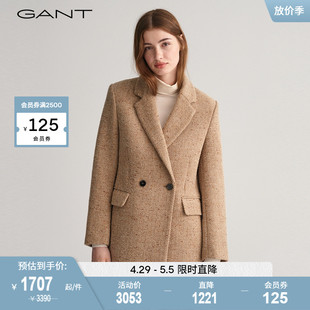 GANT甘特2023秋冬新款 女士美拉德气质通勤大衣外套 4770182