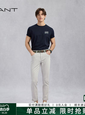 GANT/甘特春夏新款男裤时尚修身简约通勤纯灰色百搭高级感牛仔裤