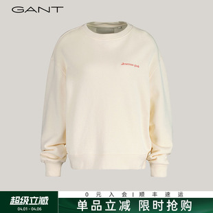 新款 女士纯棉上衣简约百搭纯色圆领套头休闲卫衣 甘特春季 GANT