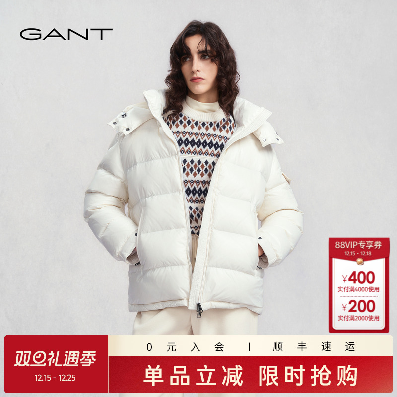 GANT/甘特女士连帽亮面羽绒服