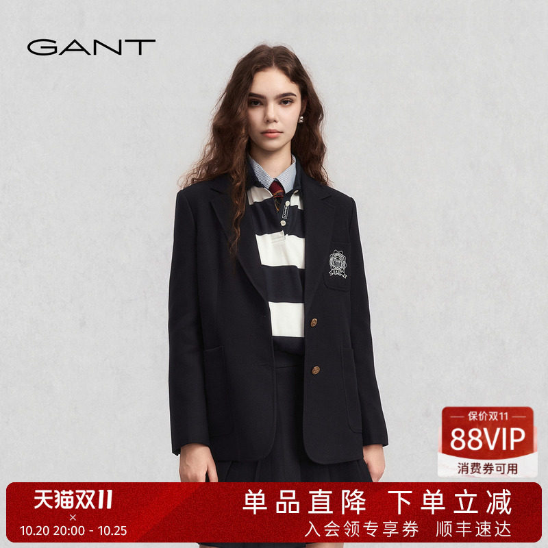GANT/甘特春秋季新款女士复古徽章学院风JK上衣休闲单西服外套