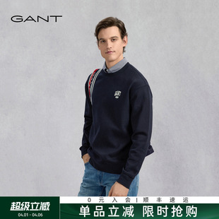 男士 学院风运动休闲百搭圆领复古潮流重磅卫衣 甘特春秋新款 GANT