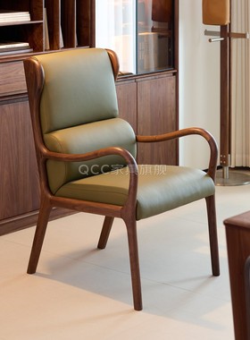 北美黑胡桃木电脑椅新中式实木办公书椅设计师款沙发休闲椅高靠背