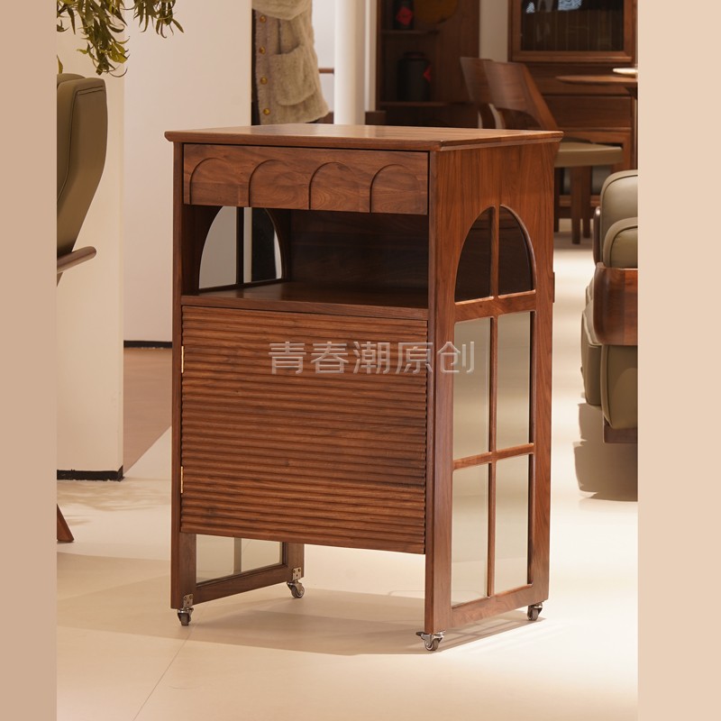 QCC北美黑胡桃木扫地机收纳柜