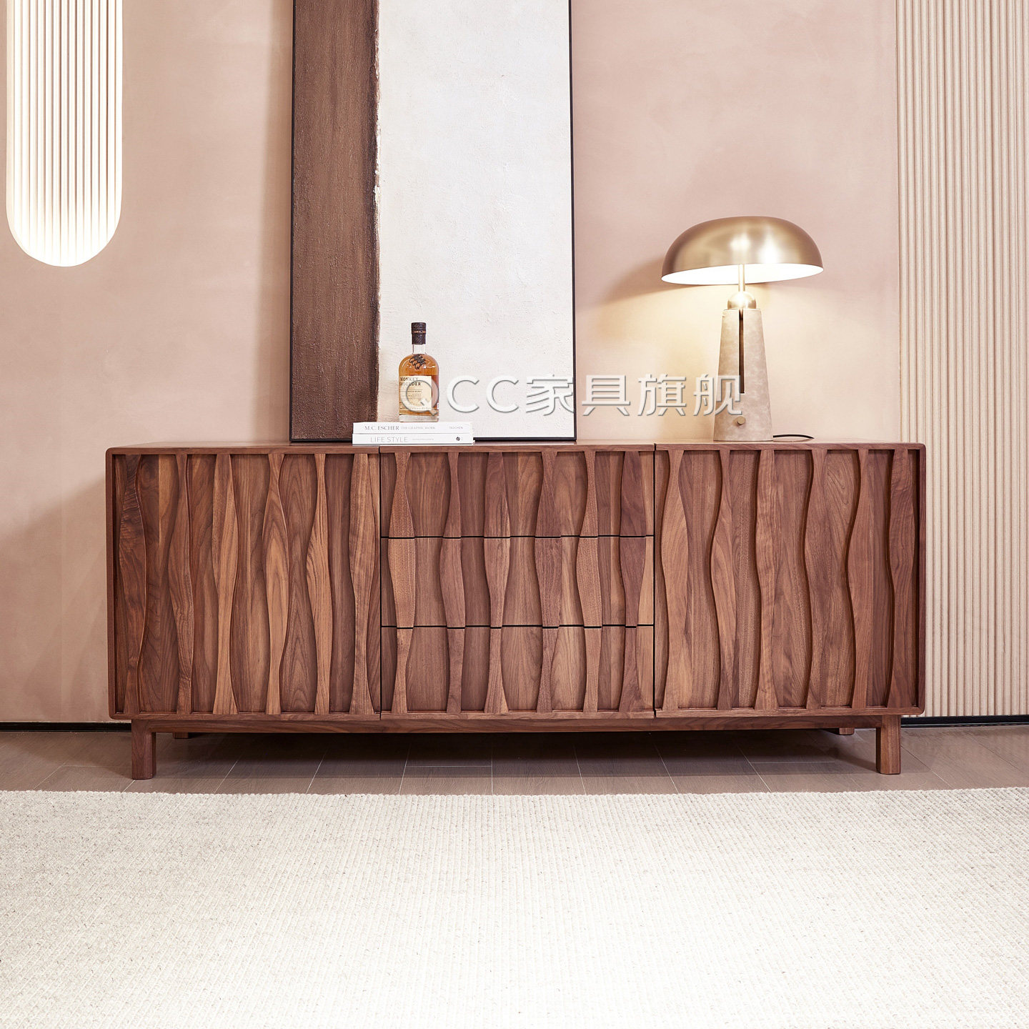 北美黑胡桃木餐边柜Masal边柜高级感中古风意大利设计师款储物柜