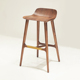 设计师高吧椅北美黑胡桃木吧凳实木家用高脚椅意式 极简会所吧台椅