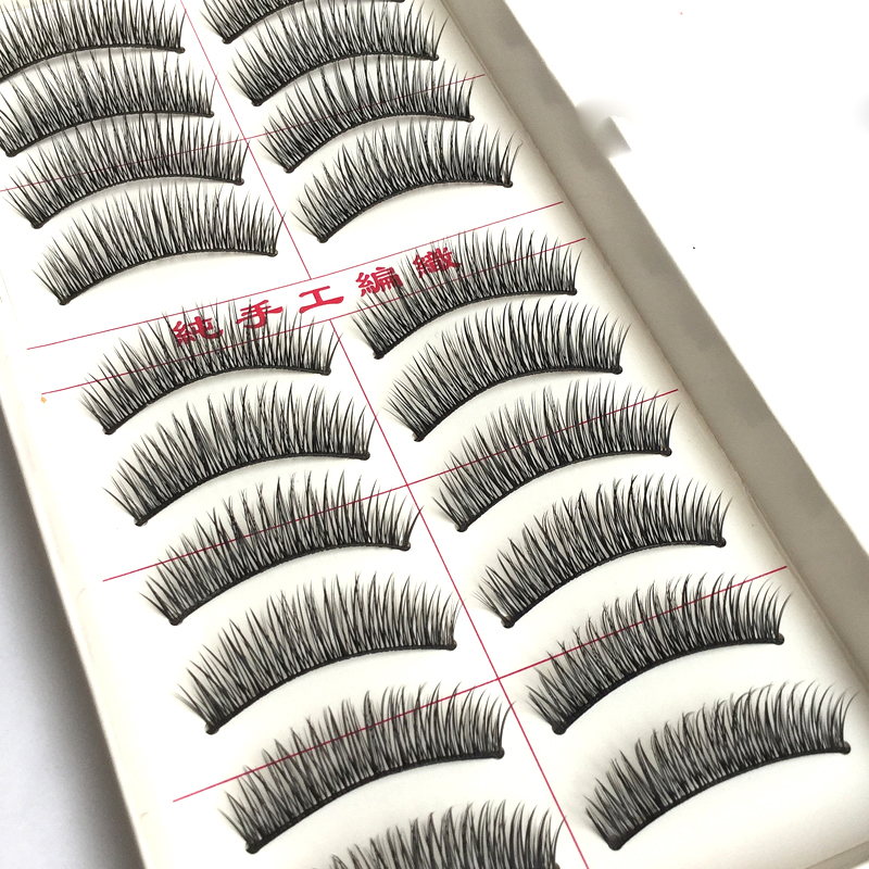 10对装 自然交叉款睫毛 手工逼真裸妆眼睫毛 棉线梗柔软素颜睫毛