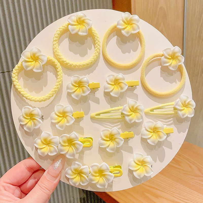 鸡蛋花头饰发夹发卡夏季女童花朵边夹发饰小女孩立体精致可爱夹子图片