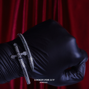 LFL欧美嘻哈饰品 满钻正义之剑手镯 街头潮流个性复古百搭手环