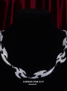 LFL欧美嘻哈饰品 满钻Ken Carson同款燕尾链美式接头小众项链