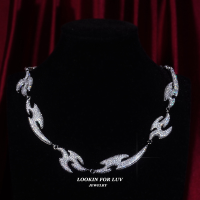 LFL欧美嘻哈饰品 满钻Ken Carson同款燕尾链美式接头小众项链