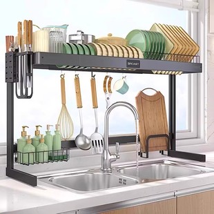 厨房水槽置物架多功能伸缩放碗架子碗筷沥水架水池晾碗碟收纳架