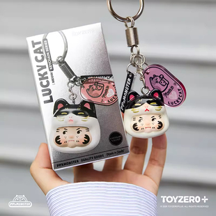 正版TOYZERO PP X MONSTER幸运猫吊饰盲盒钥匙扣挂件女生新年礼物