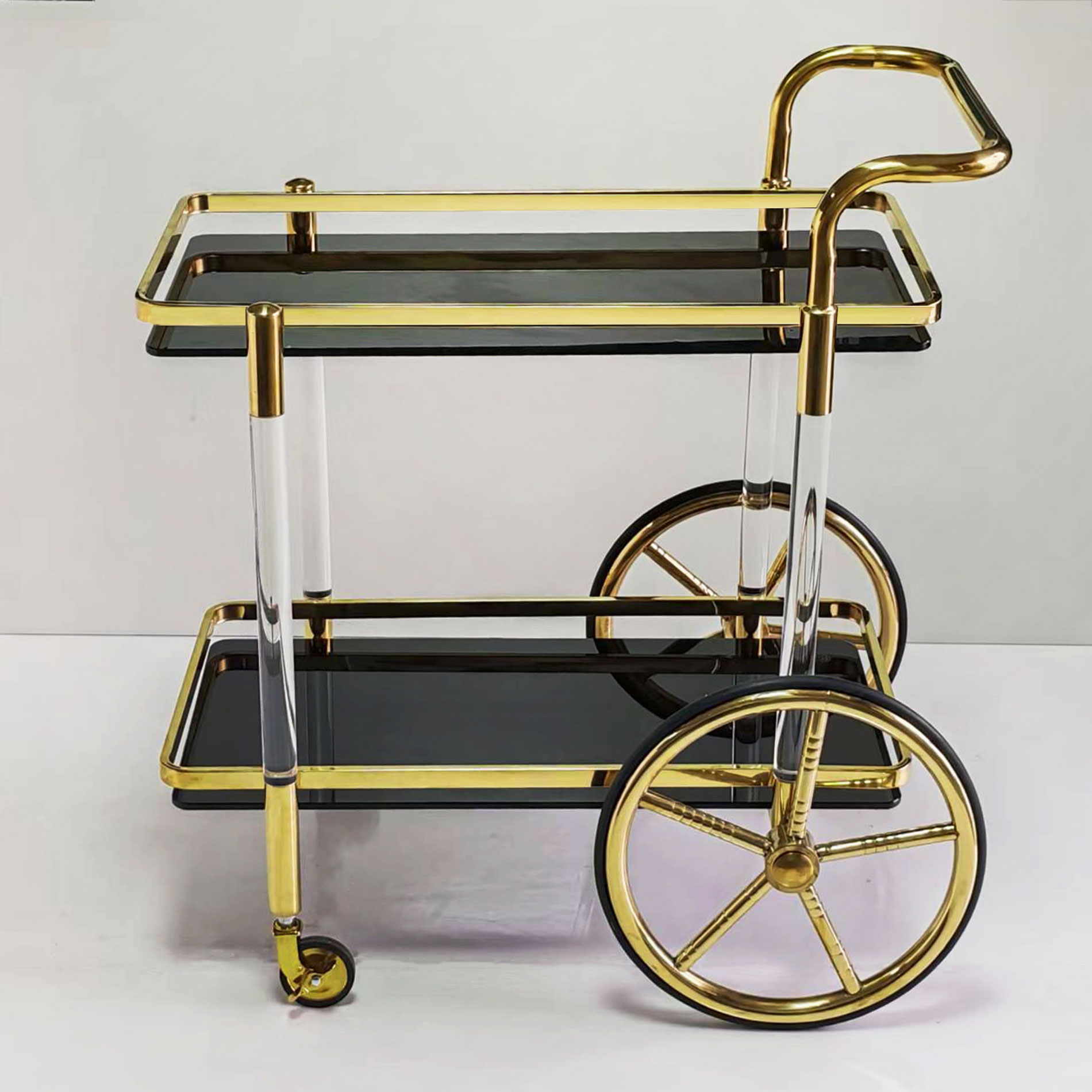 酒店家居欧式不锈钢移动手推车蛋糕 酒吧饮料推车餐厅豪华酒水车