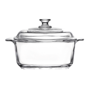 耐热钢化玻璃碗家用透明带盖微波炉可加热双耳碗大号蒸汤碗