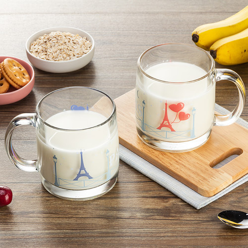 乐美雅牛奶杯带盖勺玻璃大号