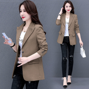 RY1831#卡其色西装外套女早春2022新款高级感气质休闲咖色西服上衣小个子