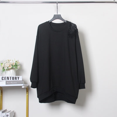 春秋新款中长款卫衣女小个子大码宽松显瘦遮屁股洋气减龄休闲外套