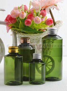 50m100ml150ml200ml金银铝盖墨绿色斜肩塑料瓶纯露瓶小样瓶分装瓶