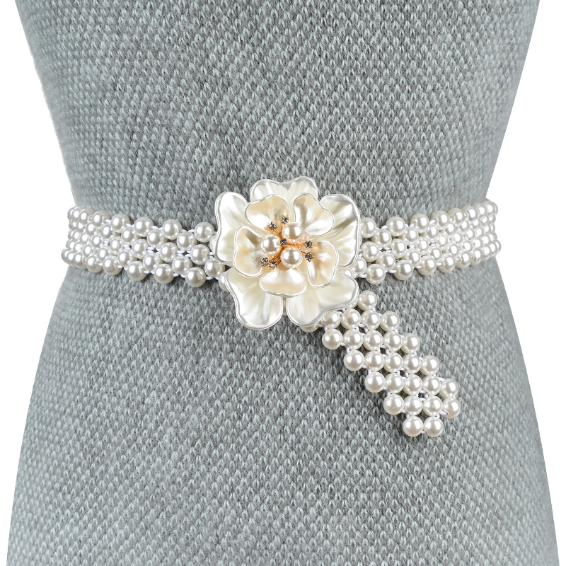 冷兵器仿珍珠花朵配裙子女款腰带