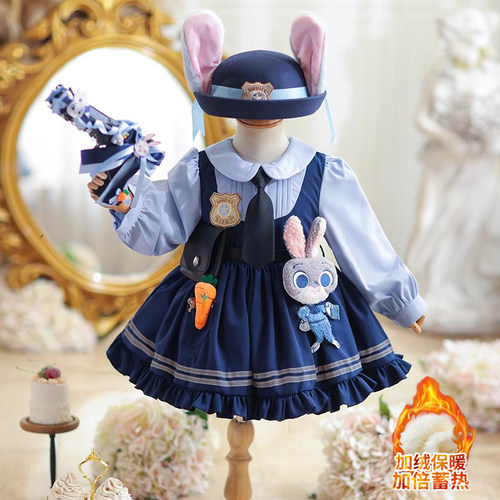 女童兔子警官连衣裙秋冬季公主裙