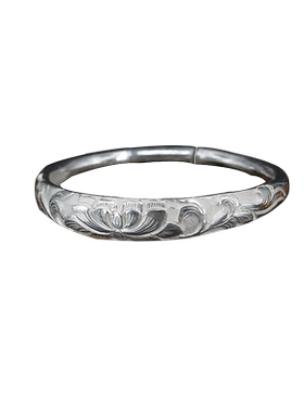 大理寸四银庄足银凤穿牡丹银手镯