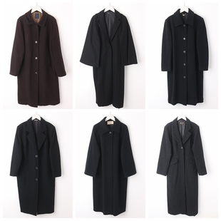 古着vintage大衣毛呢绒孤品外套日本制中长款单双排扣气质宽松21C