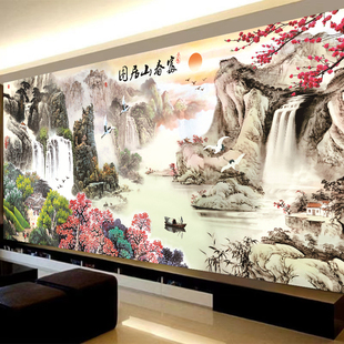 十字绣富春山居图财源版2025新款线绣中式客厅办公室风景山水55色