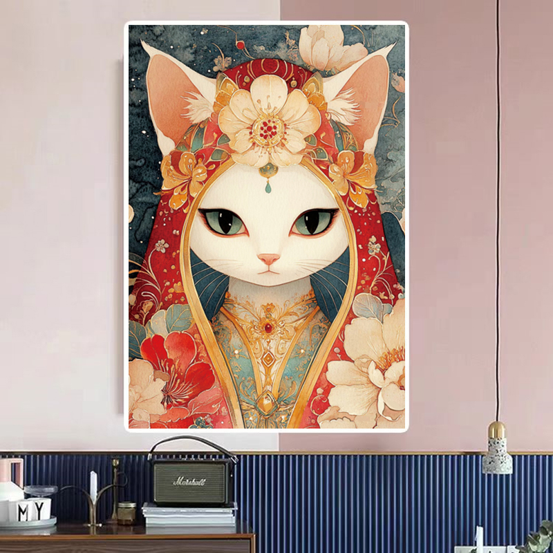 十字绣洛川神女猫客厅满绣28色