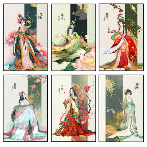 新中式客厅古风花神十字绣特价