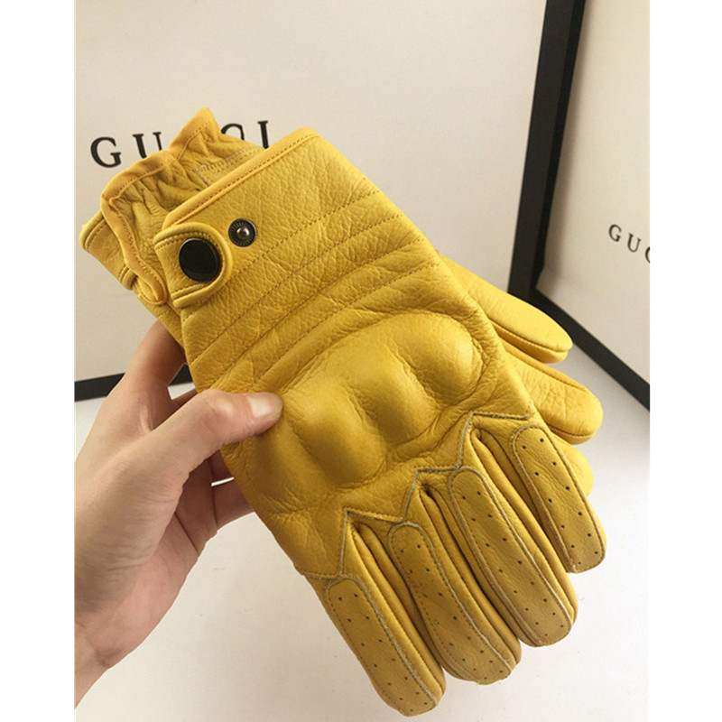 摩托车防护复古机车牛皮哈雷装备防摔男士手套女四季骑行秋冬