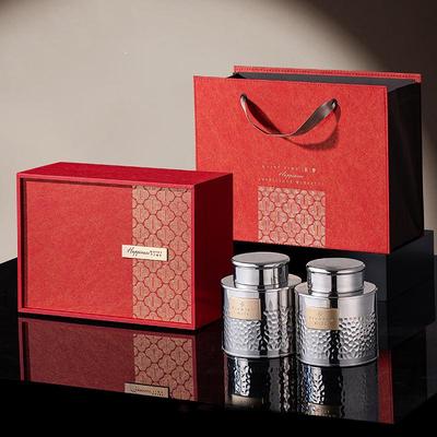 新款翻盖盒加厚不锈钢茶叶罐大号红茶绿茶茶叶包装盒加厚密茶罐