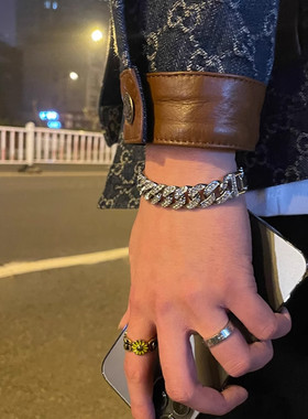 韩版镶钻双层手链女冷性风金属感个性气质高级感手饰