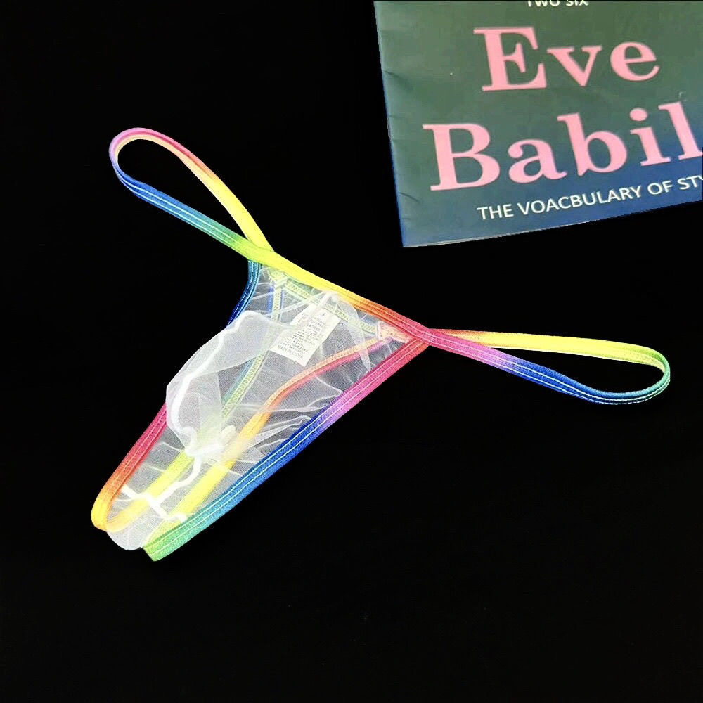 男士丁字内裤性感透明网纱彩虹单丁裤低腰细带高叉细网孔透气U凸,女士内衣/男士内衣/家居服,男丁字裤,淘宝优惠券,粉丝福利购,淘宝优惠卷